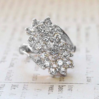Vintage Jewelry Clear Crystal Cocktail Ring Electroplated with 18kt Yellow Gold Made in the USA by PVD Vintage Jewelry
