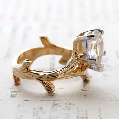 Vintage Ring Genuine Opal 18k Yellow Gold Electroplate Twig Style Band Ring made in the USA by PVD Vintage Jewelry
