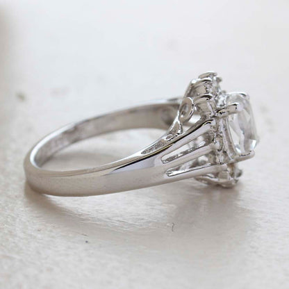 Vintage Jewelry Genuine Stone or Crystal Surrounded by Clear Austrian Crystals Ring Made in the USA by PVD Vintage Jewelry