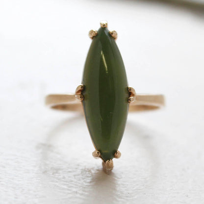 Vintage Genuine Jade Ring 18k Yellow Gold Electroplated Made in the USA by PVD Vintage Jewelry
