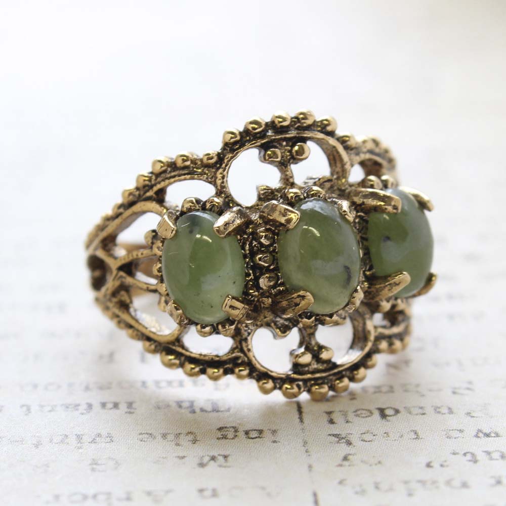 Vintage Ring Austrian Crystal Cocktail Ring Antique 18k Gold Womans Jewelry by PVD Vintage Jewelry