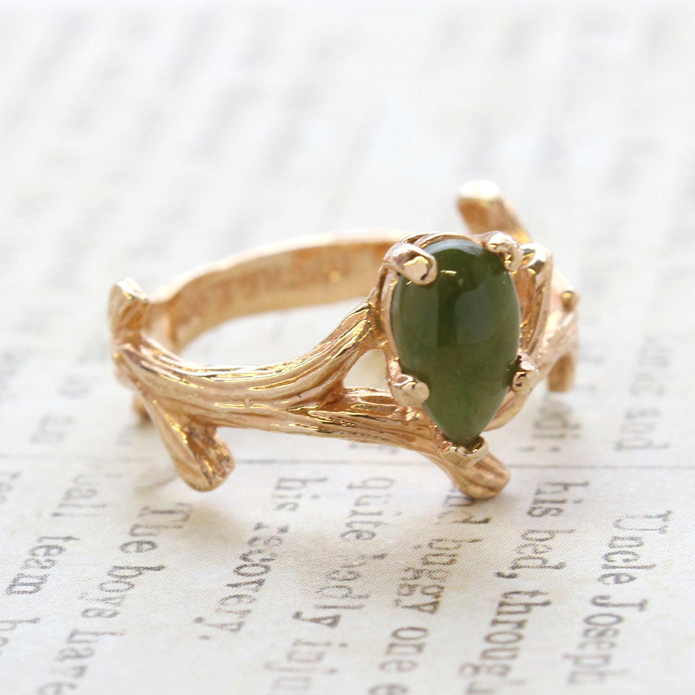 Vintage Ring Genuine Opal 18k Yellow Gold Electroplate Twig Style Band Ring made in the USA by PVD Vintage Jewelry