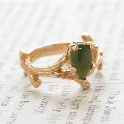 Vintage Ring Genuine Opal 18k Yellow Gold Electroplate Twig Style Band Ring made in the USA by PVD Vintage Jewelry