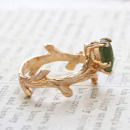 Vintage Ring Genuine Opal 18k Yellow Gold Electroplate Twig Style Band Ring made in the USA by PVD Vintage Jewelry