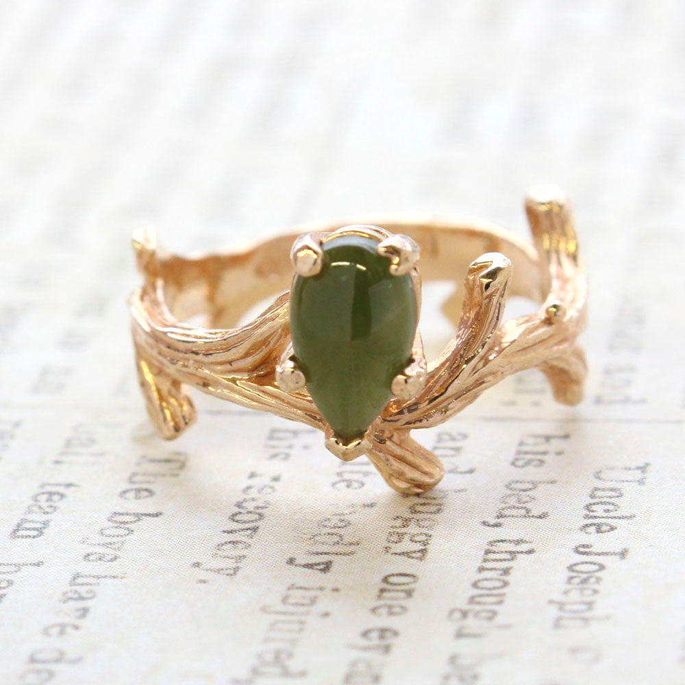 Vintage Ring Genuine Opal 18k Yellow Gold Electroplate Twig Style Band Ring made in the USA by PVD Vintage Jewelry