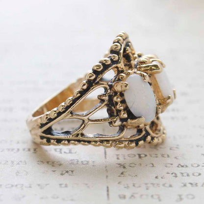 Vintage Ring Austrian Crystal Cocktail Ring Antique 18k Gold Womans Jewelry by PVD Vintage Jewelry