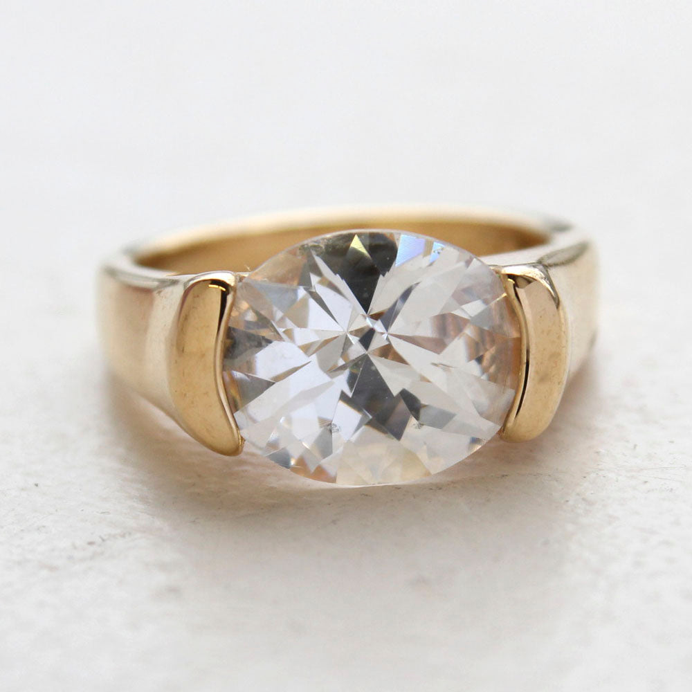 Vintage Ring Amethyst Swarovski Crystal Ring 18k White Gold Silver  R4668 by PVD Vintage Jewelry