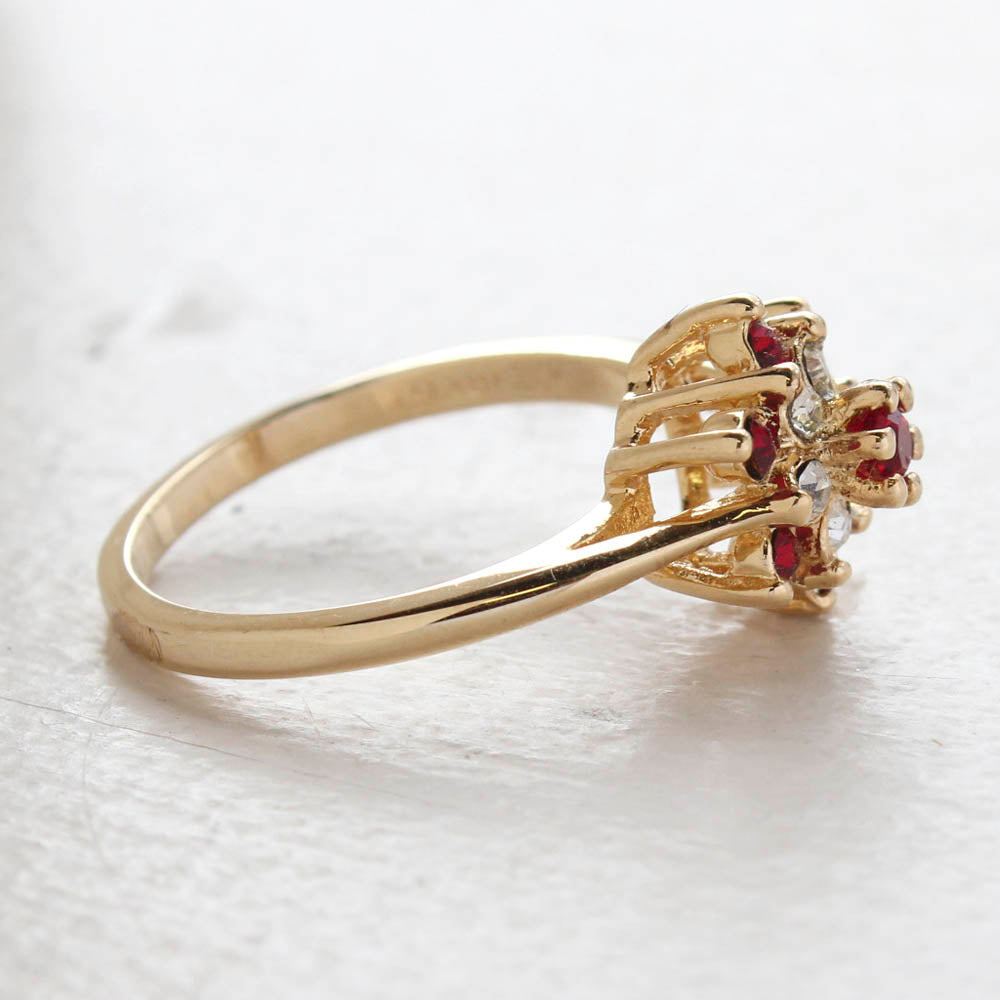 Vintage Rose and Amethyst Austrian Crystal Star Ring 18k Yellow Gold Electroplate Made in the USA by PVD Vintage Jewelry