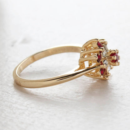 Vintage Rose and Amethyst Austrian Crystal Star Ring 18k Yellow Gold Electroplate Made in the USA by PVD Vintage Jewelry