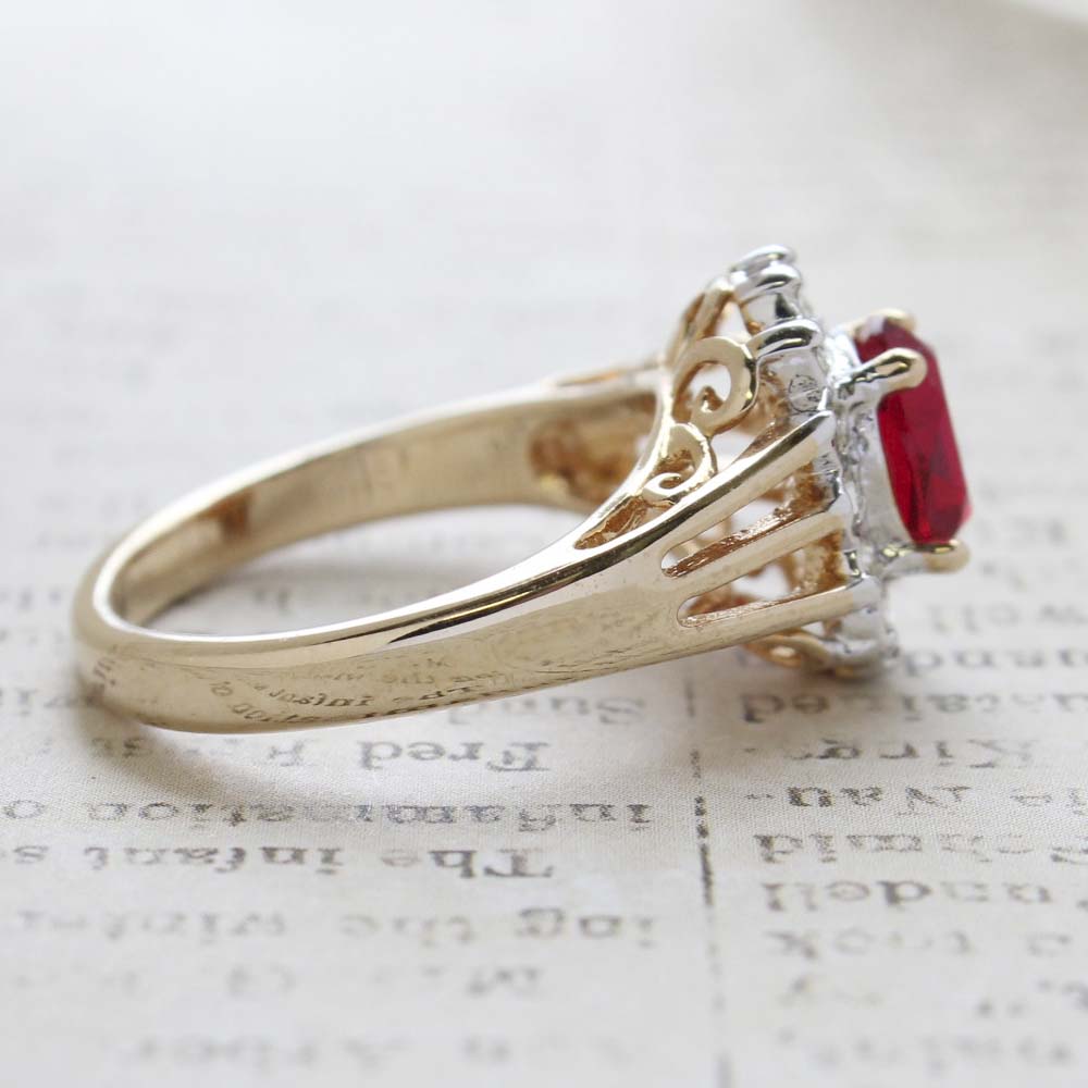 Vintage Jewelry Genuine Stone or Crystal Surrounded by Clear Austrian Crystals Ring Made in the USA by PVD Vintage Jewelry