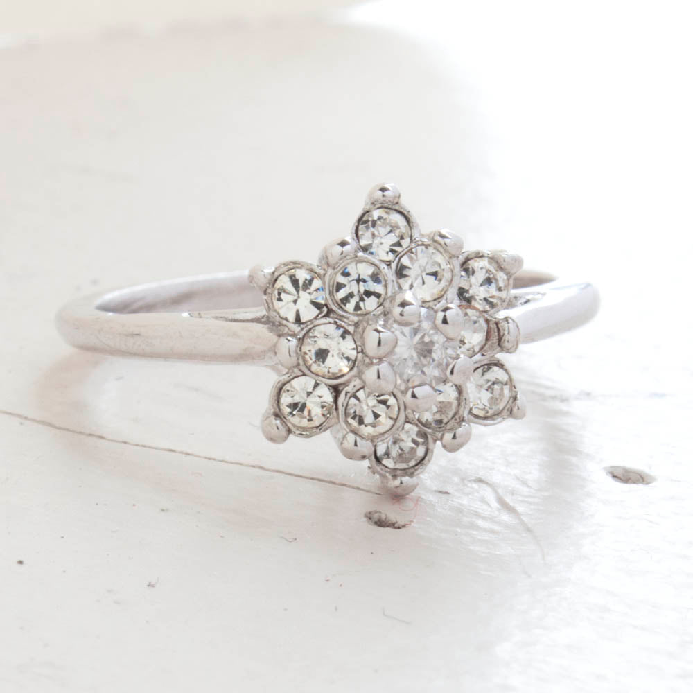 Vintage Rose and Amethyst Austrian Crystal Star Ring 18k Yellow Gold Electroplate Made in the USA by PVD Vintage Jewelry