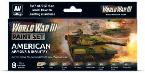Vallejo 70220 17ml Bottle WWIII Wargames American Armour/Infantry Model Color Pa