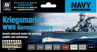 Vallejo 71615 17ml Bottle Navy Kriegsmarine WWII German Model Air Paint Set (8 C
