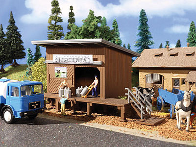Vollmer 43856 HO Scale Wood Milk Can Collection Shed w/Wood Platform -- Kit - 5-1/4 x 2-15/16 x 2-3/4"  13.5 x 7.5 x 7cm