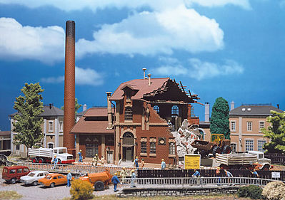 Vollmer 45621 HO Scale Brewery Under Demolition - Kit (Plastic) -- 13-3/8 x 5-1/2 x 11-13/16"  34 x 14 x 30cm