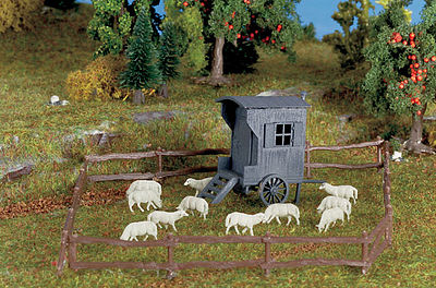 Vollmer 47717 N Scale Shepherd's Carriage w/Sheep -- 5-13/16 x 4-3/16 x 3-7/16"  14.5 x 10.5 x 8.6cm