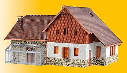 Vollmer 48280 HO Scale Stonemason's House w/LED Lights - Stone Art -- Kit - 7-1/2 x 7-1/2 x 4-5/16"  19 x 19 x 11cm
