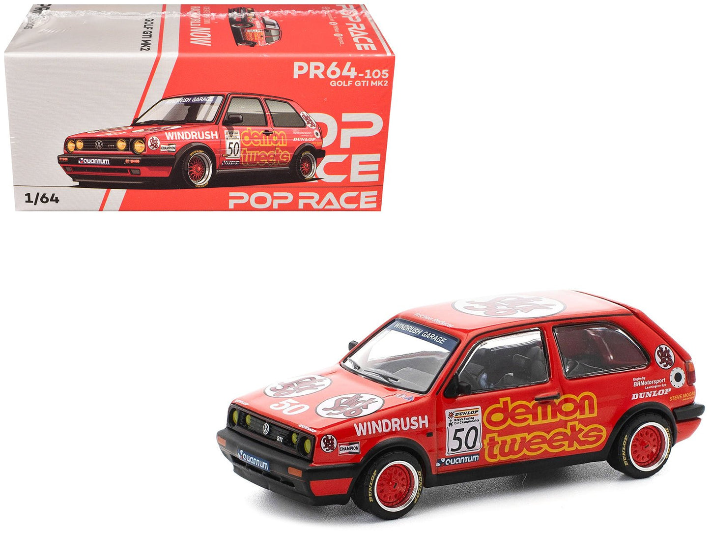 Volkswagen Golf GTI MK2 #50 Demon Tweeks "British Touring Car Championship" (1988) 1/64 Diecast Model Car by Pop Race  free shipping USA