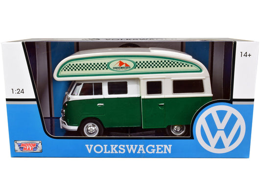 Volkswagen Type 2 (T1) Camper Van Green and White "Outdoor Camping Explore the Forest" 1/24 Diecast Model Car by Motormax  free shipping USA