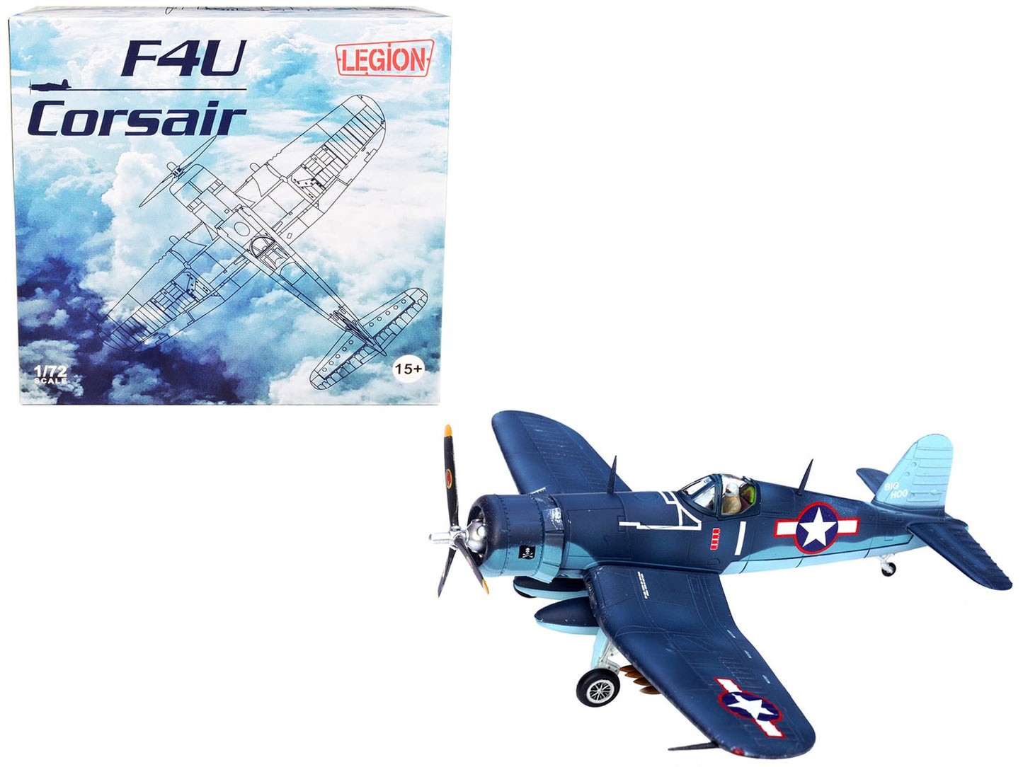 Vought F4U-1A Corsair Fighter Plane "Big Hog" VF-17 "Jolly Rogers" Captain Tommy Blackburn US Navy (1943) 1/72 Diecast Airplane Model by Legion  free shipping USA