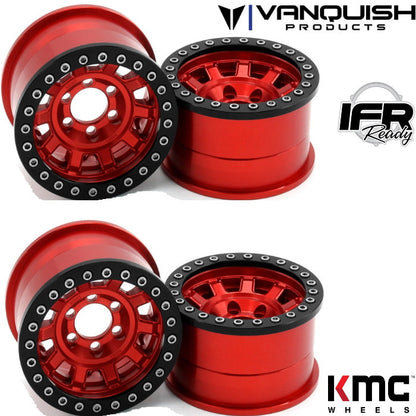 Vanquish VPS07783 KMC 1.9 KM236 Tank Red Wheels / Rims (4) Rock Cralwer