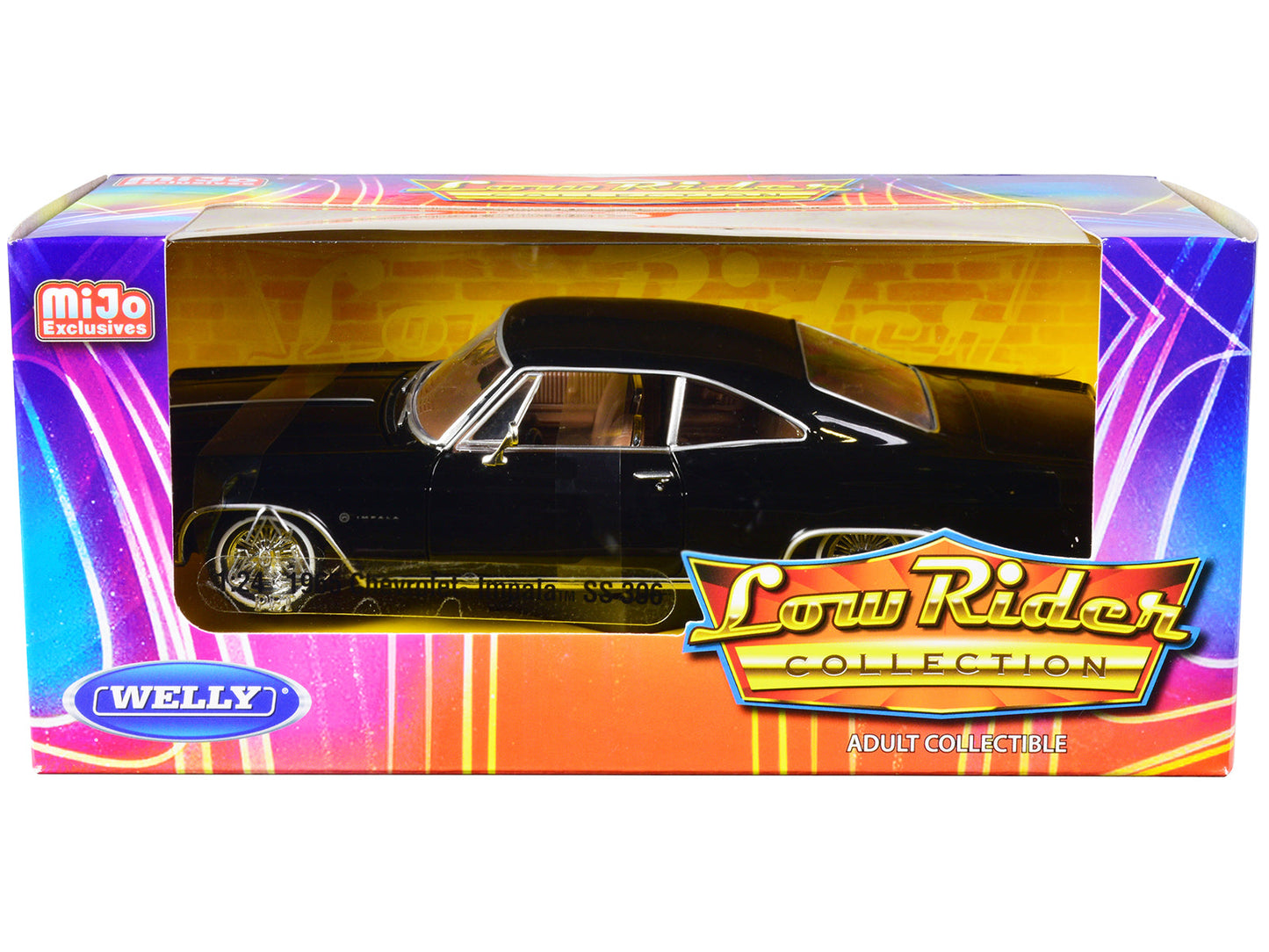 1965 Chevrolet Impala SS 396 Lowrider Black with Brown Interior "Low Rider Collection" 1/24 Diecast Model Car by Welly  free shipping USA
