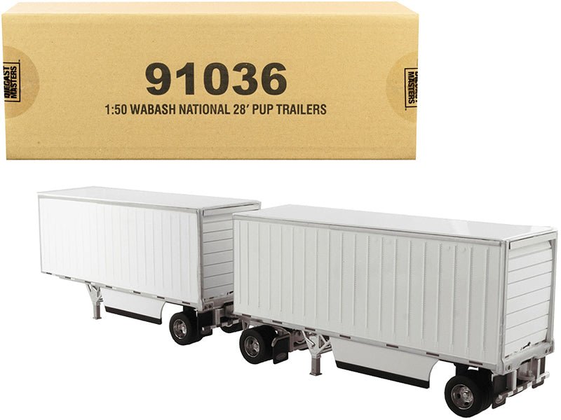 Wabash National 28' Double Pup Trailers White "Transport Series" 1/50 Diecast Model by Diecast Masters  free shipping USA