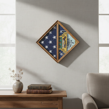 2 Flags display case - Wall Mounted box - Fit 3" x 5" Flag.