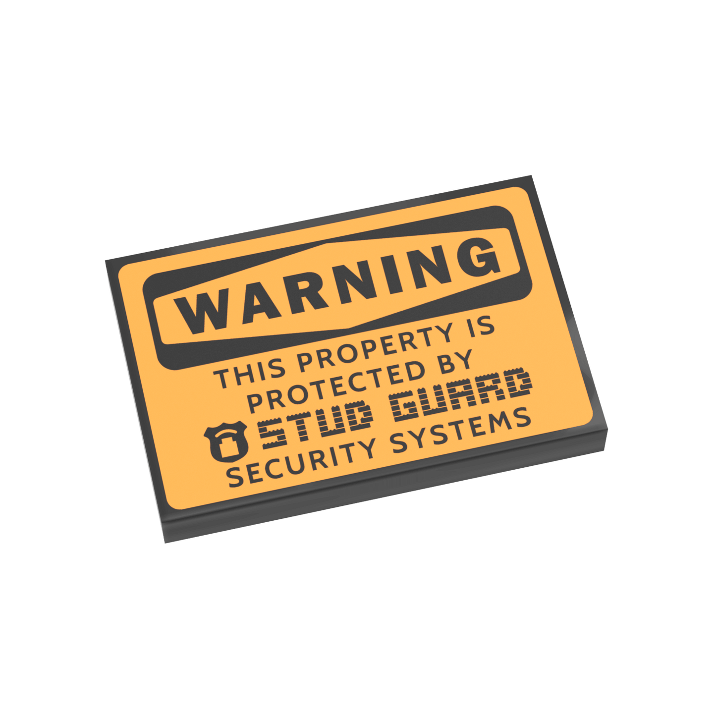 Warning - Stud Guard Security Systems Sign - Custom Printed - Made Using a LEGO® Tile