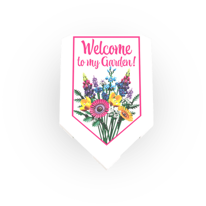 Welcome to My Garden Banner Flag - Custom Printed - Made Using a LEGO® Tile