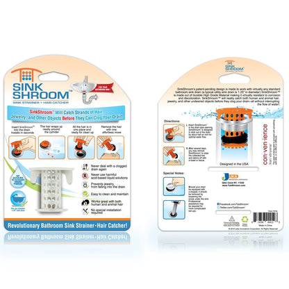 SinkShroom® (White) The Hair Catcher That Prevents Clogged Bathroom Sink Drains by TubShroom.com