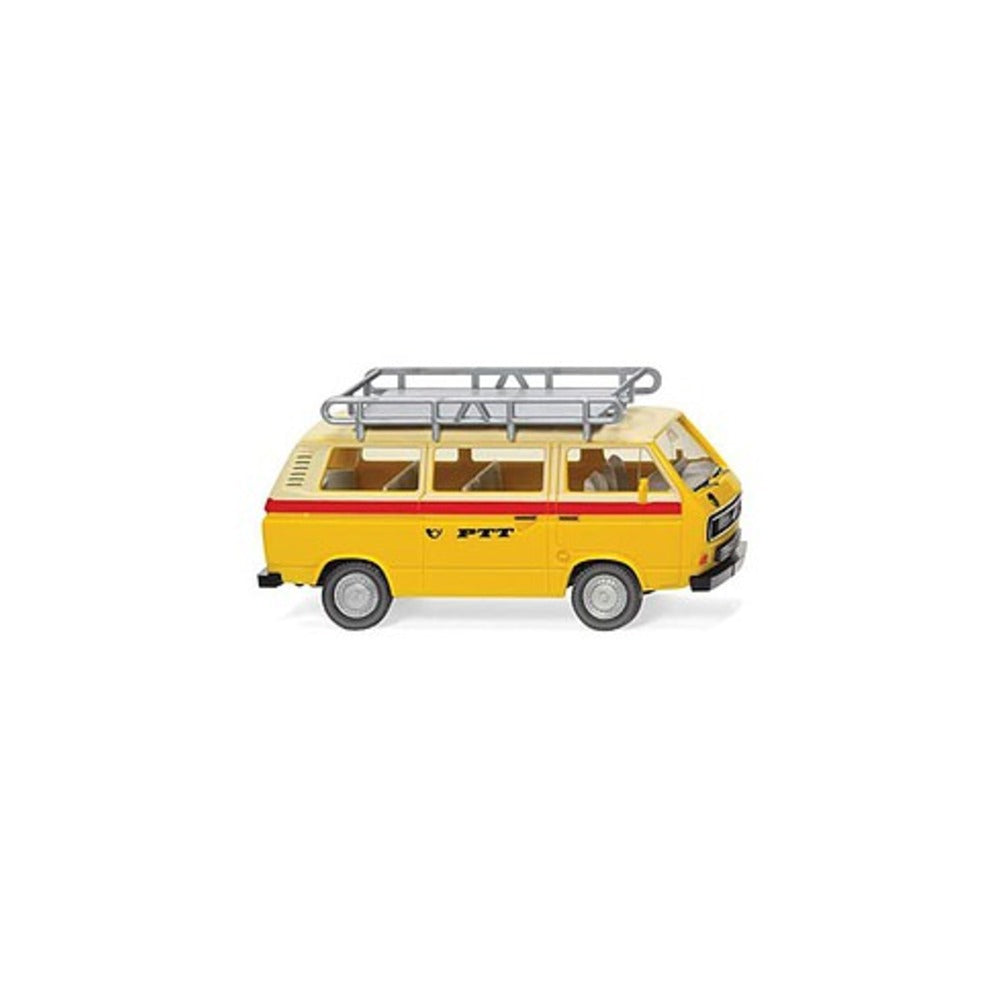 Wiking 29201 HO Scale 1979-1992 Volkswagen T3 Passenger Van - Assembled -- PTT (yellow, red, German Lettering)