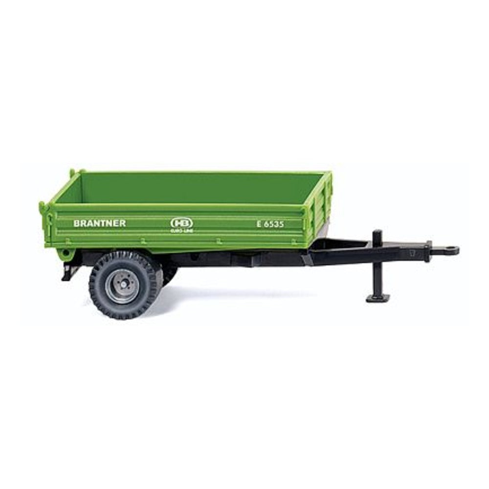 Wiking 38807 HO Scale Brantner Low-Side Single-Axle Farm Trailer - Assembled -- Green