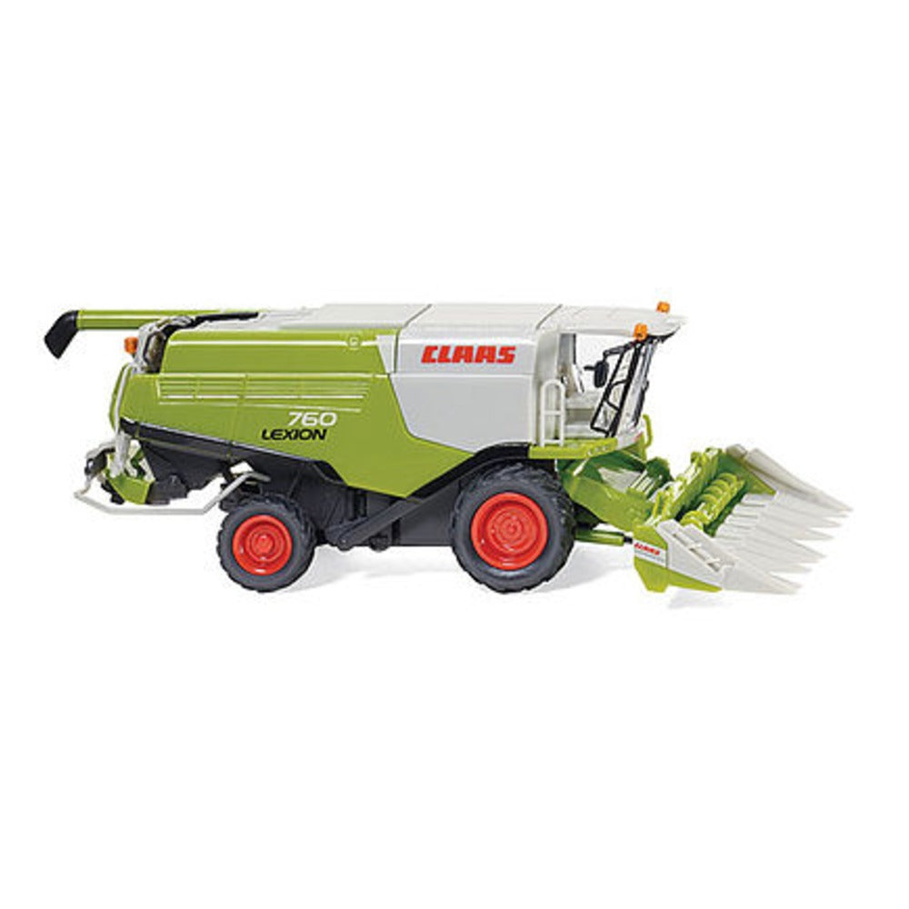 Wiking 38911 HO Scale Claas Lexion 760 Combine w/Conspeed Corn Head - Assembled -- Claas (green, white, red)