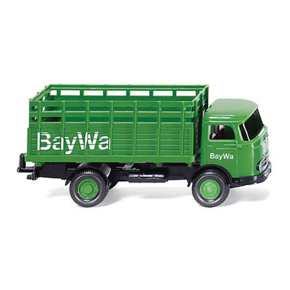 Wiking 44603 HO Scale Mercedes-Benz LP 321 Stakebed Truck - Assembled -- BayWa (green, white)