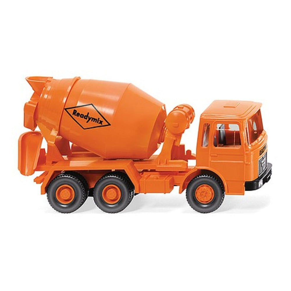 Wiking 68204 HO Scale 1967-1972 MAN Concrete Mixer Truck - Assembled -- Readymix (orange)