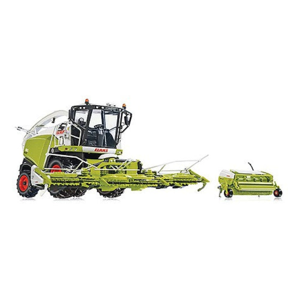 Wiking 77812 11689 Scale Claas Jaguar 860 Forage Harvester w/Orbis 750 & Pick Up 300 - Assembled -- Claas (green, white, red)