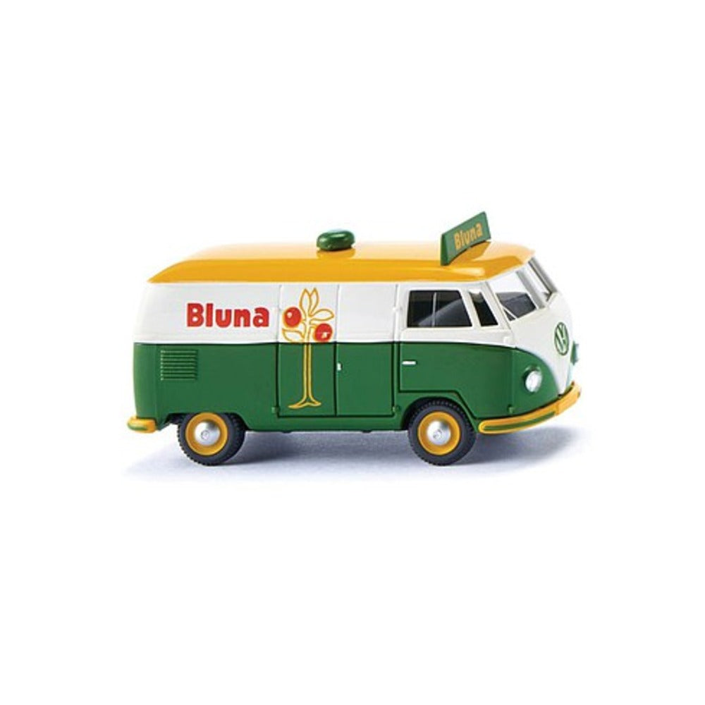 Wiking 78814 HO Scale 1950 Volkswagen T1 Cargo Van - Assembled -- Bluna (green, white, yellow, orange, German Lettering)