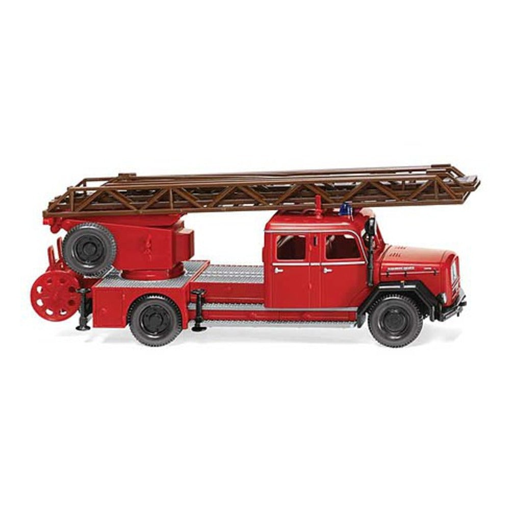 Wiking 86233 HO Scale 1962-1965 Magirus DL 25h Aerial Lift Ladder Truck - Assembled -- Fire Department (red, black, German Lettering)