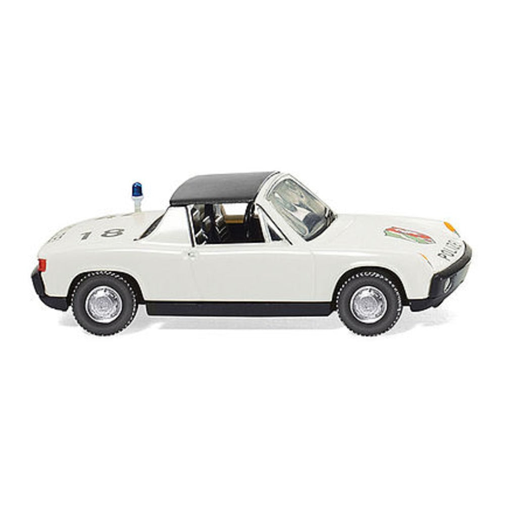 Wiking 86437 HO Scale Porsche 914 - Assembled -- NRW Police (white, black, German Lettering)