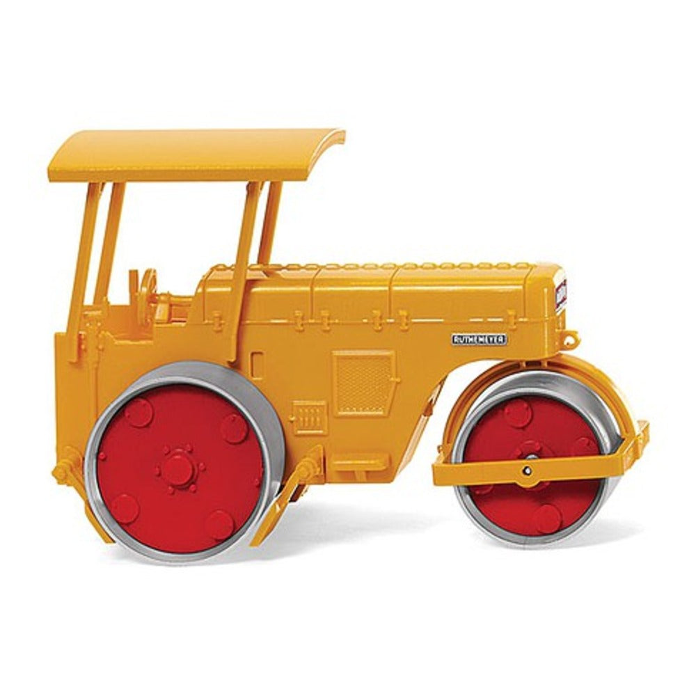 Wiking 89804 HO Scale 1956 Bolling Ruthemeyer Road Roller - Assembled -- Yellow, Red