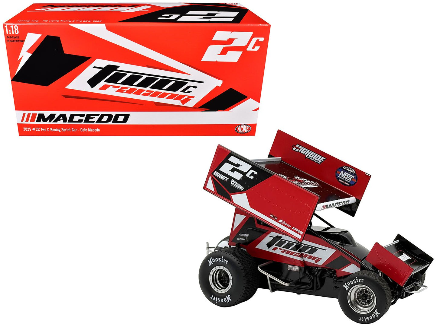 Winged Sprint Car #2C Cole Macedo "Two C Racing" (2025) 1/18 Diecast Model Car by ACME  free shipping USA