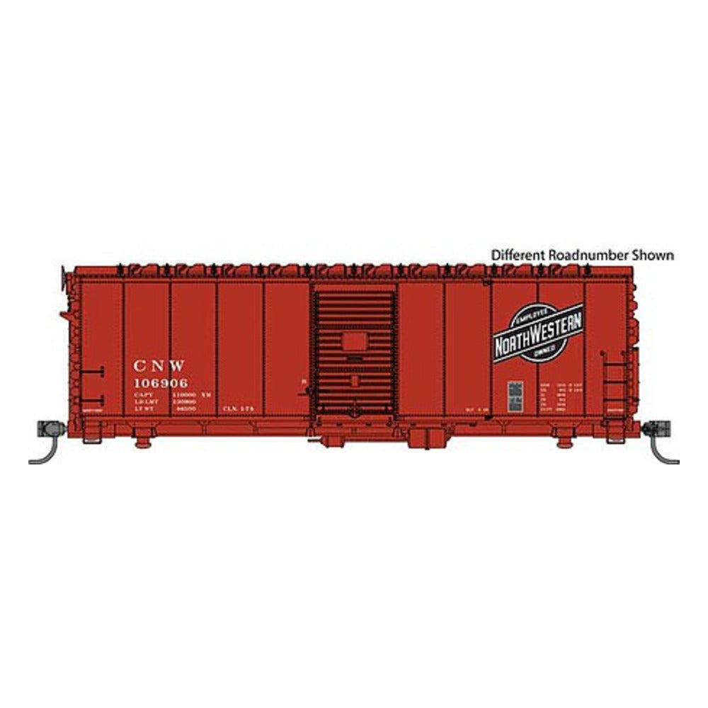 Walthers Mainline 910-1185 HO Scale 40' Association of American Railroads AAR Modernized 1948 Boxcar - Ready to Ru -- Chicago & North Western(TM) #106920 (Boxcar Red, black Employee Owned Logo)
