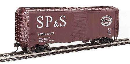 Walthers Mainline 1350 HO Scale 40' Association of American Railroads 1944 Boxcar - Ready to Run -- Spokane, Portland & Seattle #11074