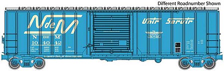 Walthers Mainline 910-1813 HO Scale 50' ACF Exterior Post Boxcar - Ready to Run -- National Railways of Mexico #104217 (blue, white; Large Logo, "Unir Servir")