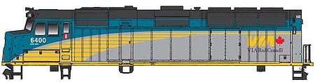 Walthers Mainline 910-19471 HO Scale EMD F40PH - ESU Sound and DCC -- VIA Rail Canada #6400 (Renaissance Scheme, gray, green, yellow, black)