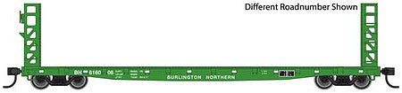 Walthers Mainline 5906 HO Scale 53' GSC Bulkhead Flatcar - Ready to Run -- Burlington Northern #616047 (Cascade Green)
