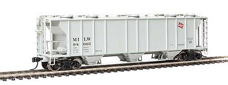 Walthers Mainline 7023 HO Scale 50' Pullman-Standard PS-2 2893 3-Bay Covered Hopper - Ready to Run -- Milwaukee Road #98065
