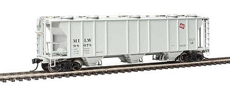 Walthers Mainline 7024 HO Scale 50' Pullman-Standard PS-2 2893 3-Bay Covered Hopper - Ready to Run -- Milwaukee Road #98078