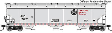 Walthers Mainline 910-7666 HO Scale 60' NSC 5150 3-Bay Covered Hopper - Ready to Run -- Canadian Pacific SOO #119230 (gray, red, black, Beaver Logo)